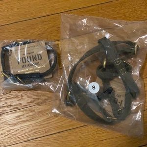 Olive Green dog collar and step-in harness